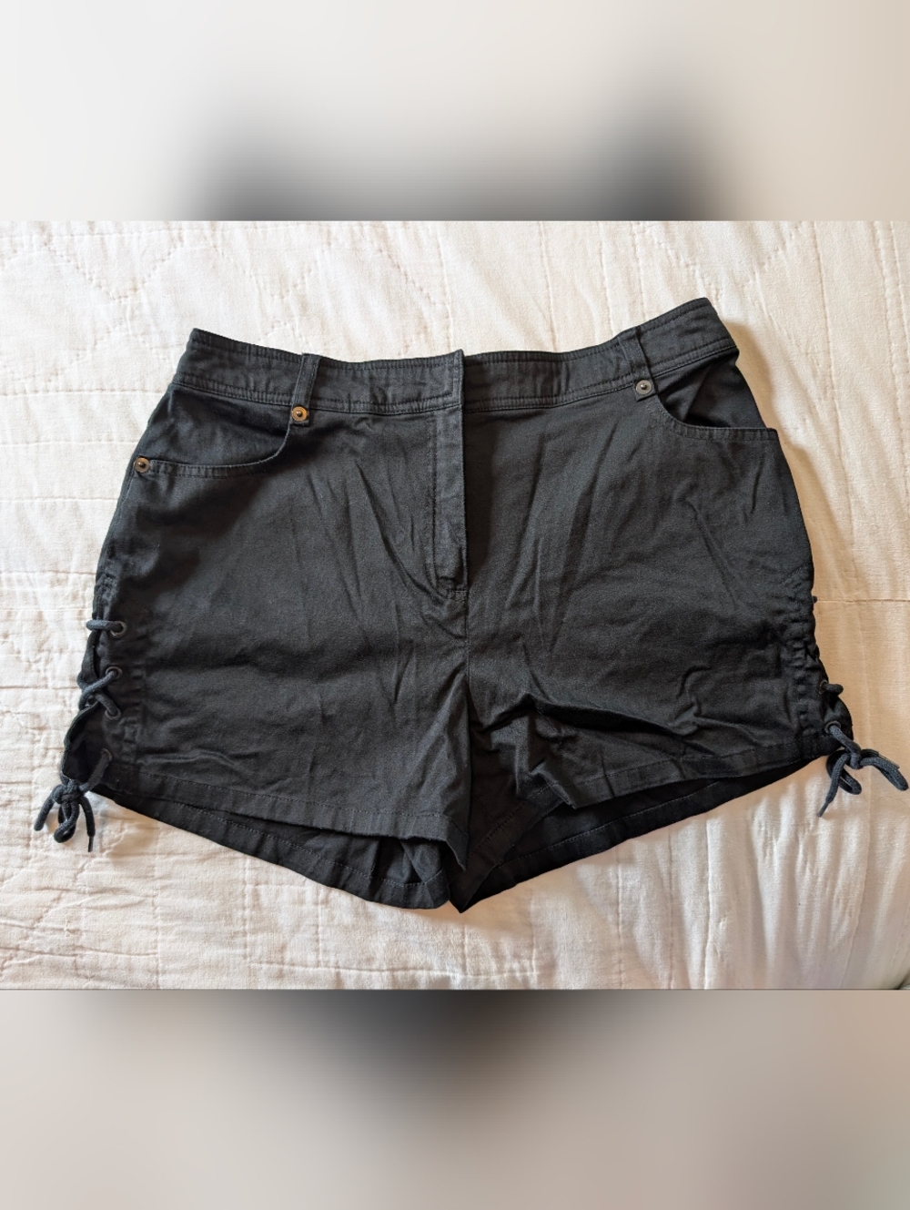 Black High-Waist Lace-Up Side Shorts